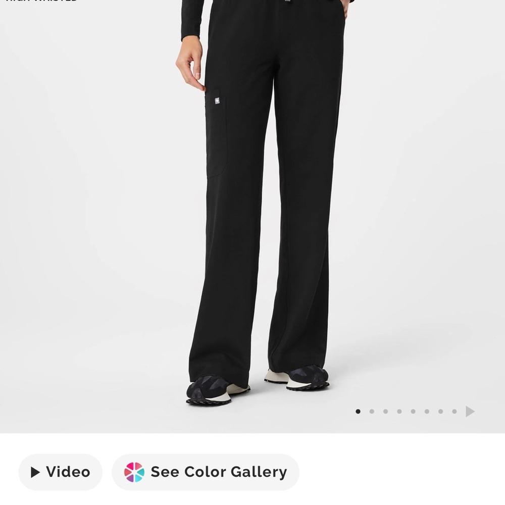 Figs Women's Wide Leg Black Pants. Highwaisted Isabel